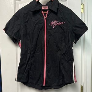 Harley Davidson full zip short sleeve women’s shirt